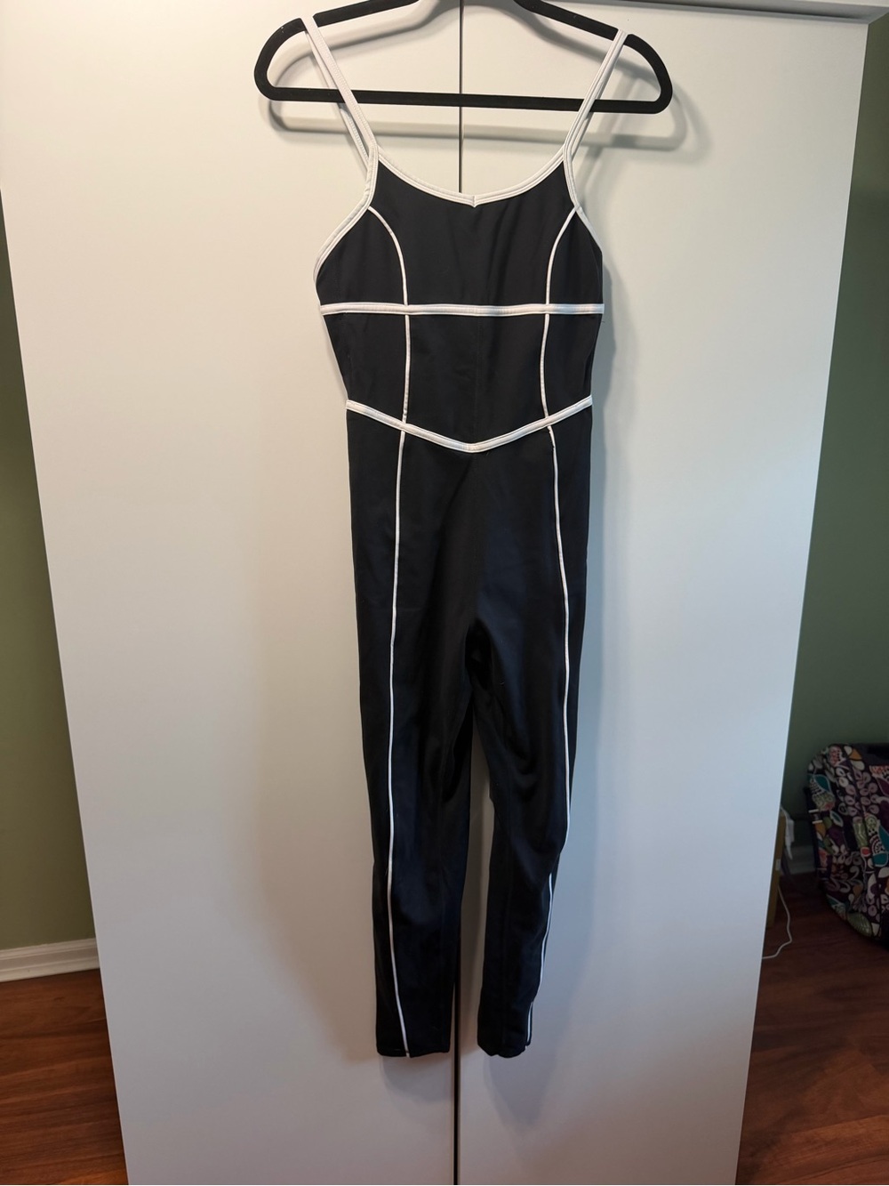 Black Jumpsuit with White Piping